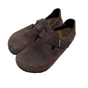 Birkenstock London Clog men 40 7/7.5 brown leather buckle shoes closed toe